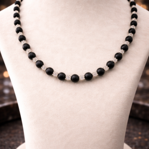 KARUNGALI MALA WITH SILVER CAPPING