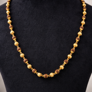 RUDRAKSHA MALA WITH GOLDEN BEADS