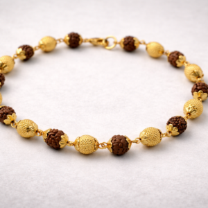 RUDRAKSHA BRACELET WITH GOLDEN BEADS